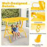 Costzon Kids Porch Swing, All-Weather Patio Swing Bench Hammock w/Adjustable Canopy & Safety Belts for 2 Children - Photo 5