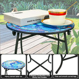 Fashion&cool Patio Side Table for Small Space, 14 Inch Weather Resistant Metal Side Table - Photo 5