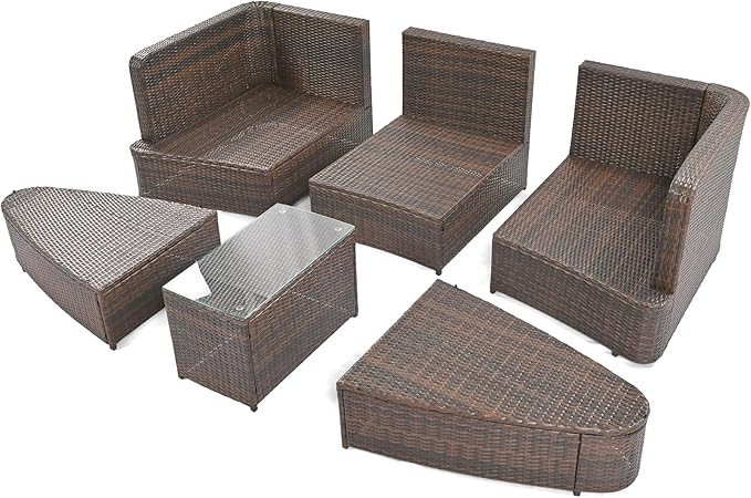 Quarte 6-Piece Patio Outdoor Conversation Round Sofa Set - Photo 7