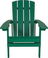 Flash Furniture Charlestown Poly Resin Adirondack Chair - Green - All Weather - Indoor/Outdoor - Set of 4 - Photo 8