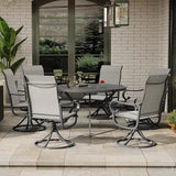 47" Outdoor Patio Table Dining Table, All Weather Metal Round Patio Table with Adjustable Umbrella Hole - Photo 7