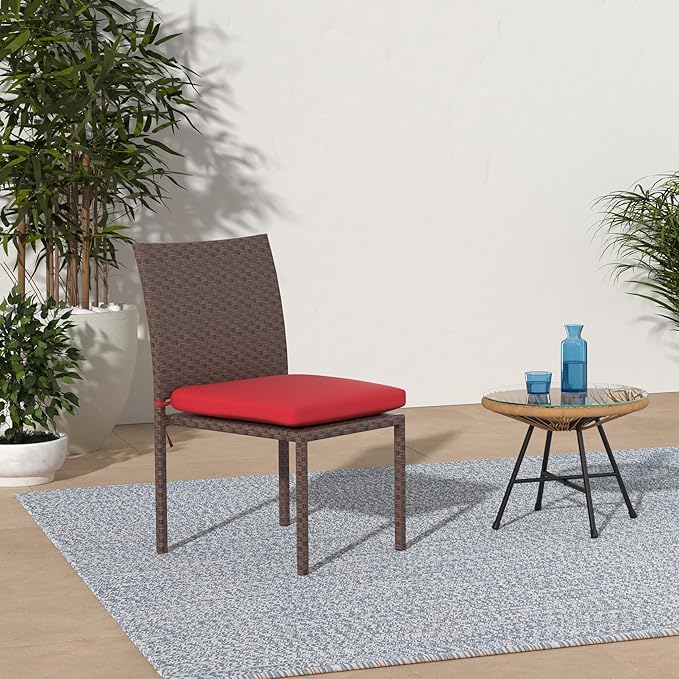 Best Choice Products Set of 4 Stackable Outdoor Patio Wicker Chairs w/Cushions, UV-Resistant Finish - Photo 2