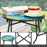 Indoor Outdoor Metal Round Side Table, 14 Inch Round Patio Coffee Bistro Table - Photo 2
