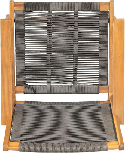 Christopher Knight Home Veera Patio Lounge Chair Set of 2, Acacia Wood Frame, Handwoven Rope, Mid-Century Modern, Dark Grey & Teak