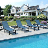 PURPLE LEAF Outdoor Chaise Lounge Chairs Set Recliner Adjustable Chair with Wheels and Table for Poolside Beach Patio - Photo 1