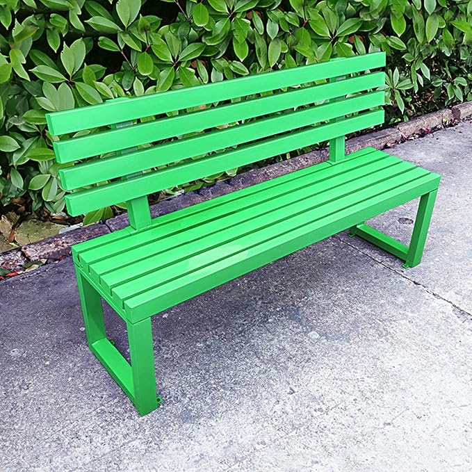 Outdoor Patio Benches, Garden Metal Bench with Backrest, for Front Porch, Yard, Patio, Entryway, Park, 500kg/1100lbs Load Bearing(Green,150cm/59in)