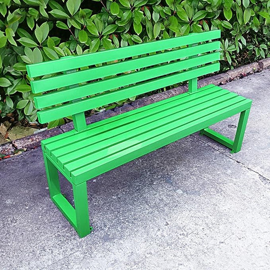 Outdoor Patio Benches, Garden Metal Bench with Backrest, for Front Porch, Yard, Patio, Entryway, Park, 500kg/1100lbs Load Bearing(Green,120cm/47in)