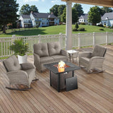 5 Pieces Patio Furniture Set with 50000 BTU Propane Fire Pit Table, All-Weather Patio Rocking Chairs - Photo 2