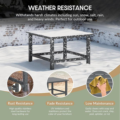 WestinTrends Malibu Low Outdoor HDPE Square Patio Coffee Table, Gray