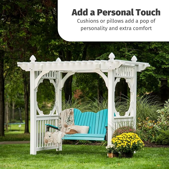 LuxCraft 5' Adirondack Hanging Porch Swing with Flip Down Console, Outdoor Patio Swing, Front Porch Swing - Photo 6