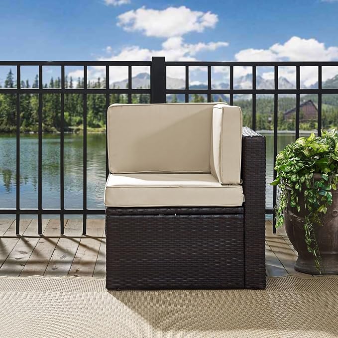 Crosley Furniture Palm Harbor Corner Outdoor Sectional Chair, Wicker Patio Chairs for Porch, Deck, Backyard - Photo 6