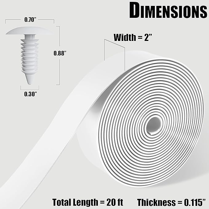 Vinyl Straps for Patio Chair Repair Kit 2'' Wide 20 Ft Long Replacement Straps + 20 Free Rivets for Outdoor Lawn Furniture Chaise Lounge Repair (White)