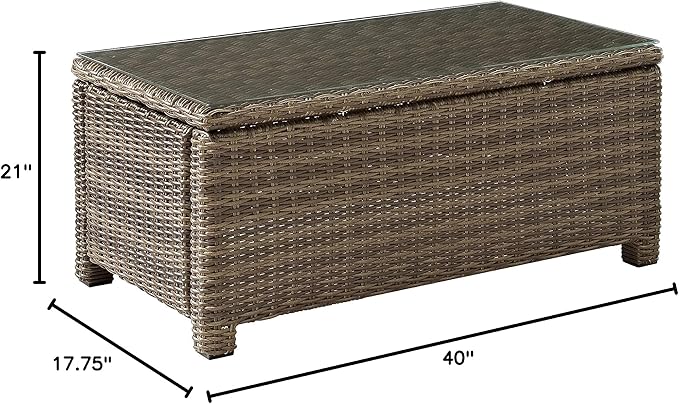 Crosley Furniture Bradenton All Weather Rattan Wicker Outdoor Coffee Table for Patio, Deck, Porch, Brown - Photo 7