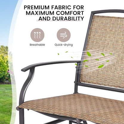 Giantex Patio Glider Bench, 400 Lbs Capacity, Steel Frame, Brown, Outdoor Swing Chair, 2-Person Loveseat, Back Support, Ergonomic Design, Superior Fabric, Natural Style