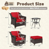 7 Pieces Patio Conversation Furniture Set - 2 Armchairs, 2 Ottomans, 2 Swivel Chairs, 1 Side Table - Photo 2