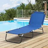 Outsunny Folding Chaise Lounge Pool Chairs, Outdoor Sun Tanning Chairs with 5-Level Reclining Back - Photo 2