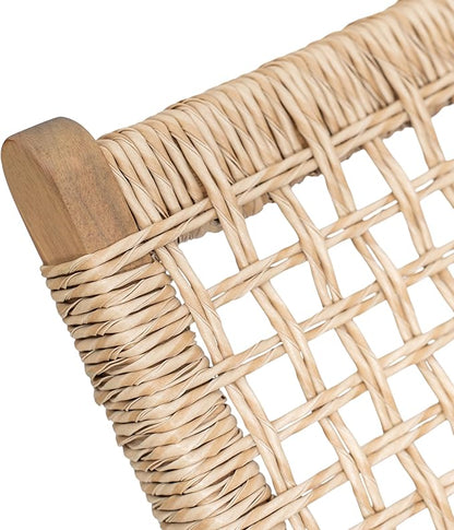 Scott Living Amalfi Acacia Wood Chaise Lounge Chair Outdoor, Wicker Patio Chaise Lounge, Outdoor Sun Lounger, Poolside Seating, Light Teak