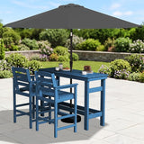 SERWALL Outdoor Bar Set with 9ft Umbrella, All-Weather HDPE Patio Bar Chairs and Table, Outdoor Furniture Set - Photo 2