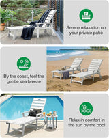 YEFU Lounge Chair Outdoor Set of 4: Outdoor Chaise Lounge with 5-Level Adjustable Backrest, Cup Holders & Wheels - Photo 9