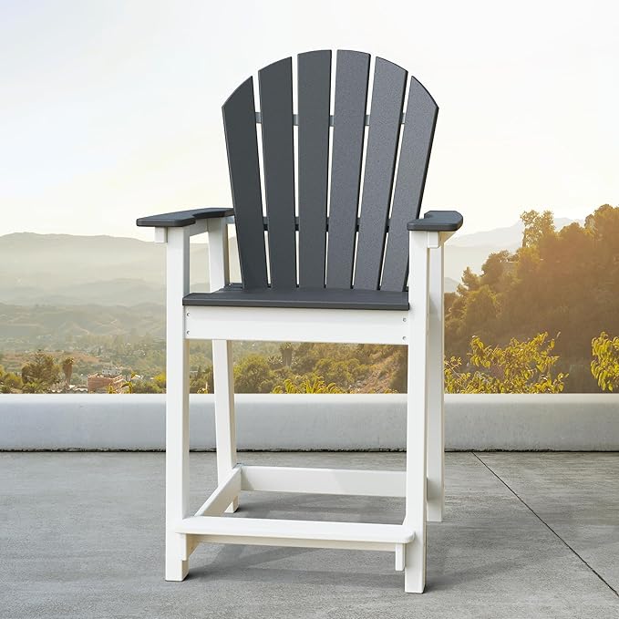 TYARDS Tall Adirondack Chair, Patio Chairs with 5" Widened Armrests and Footrest, HDPE Weather Resistant Adirondack Balcony Chairs, Outdoor Chairs for Garden, Backyard, Capacity 400LBS