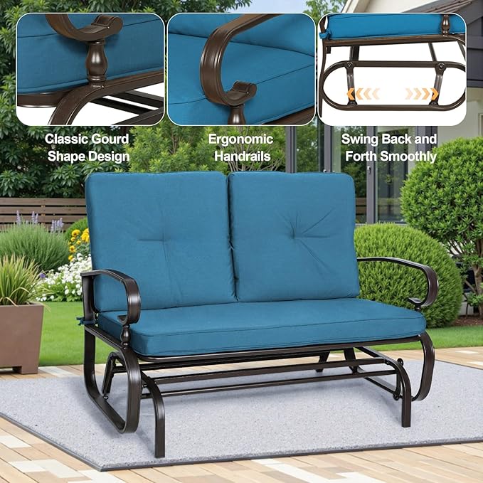 Incbruce Outdoor Glider Rocking Chair Patio Glider Bench for 2 Person - Photo 5