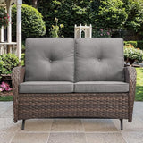 Patio Loveseat Wicker Loveseat Rattan Glider Sofa with Curved Armrest Thicking Back & Seat Cushions for Garden Balcony - Photo 7