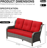 Joyside Outdoor Patio Couch, 3 Seater Outdoor Wicker Sofa with High Back, Deep Seating, Wide Armrest, Thickened Cushions - Photo 2