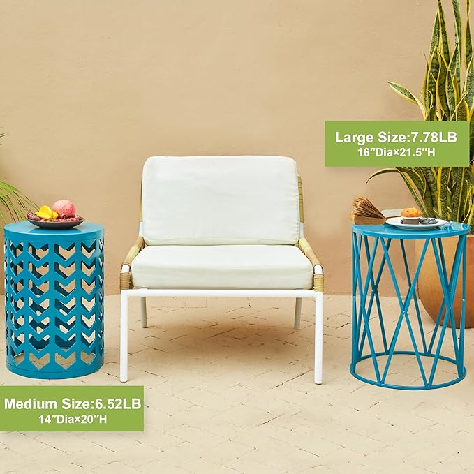 Y&M Set of 3 Nesting Metal Round Coffee Table, Side Table End Table for Indoor Outdoor Multifunctional Use - Photo 2