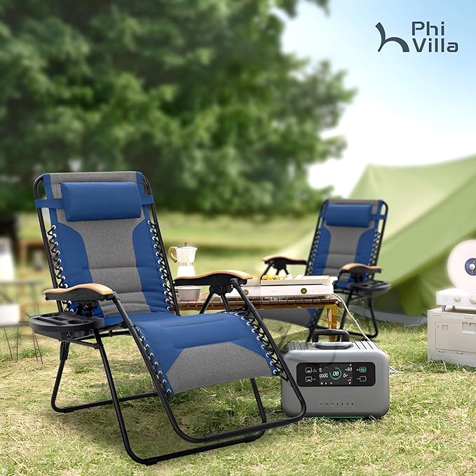 PHI VILLA XXL Oversized Padded Zero Gravity Chair, Foldable Patio Recliner - Photo 2