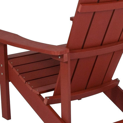 EMMA + OLIVER Outdoor Red All-Weather Poly Resin Wood Adirondack Chair