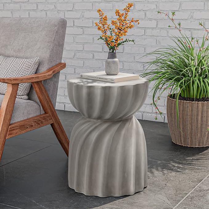 COSIEST Outdoor Side Table, Concrete Accent Side Table, Patio Side Tables End Table - Photo 6