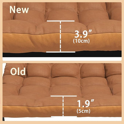 Oversized Indoor Rocking Chair, Plush Papasan Chair with Comfy Padded Cushions & Side Pocket, for Patio Garden, Porch, Lounge, Outdoor, Orange