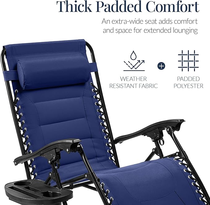 Best Choice Products Oversized Padded Zero Gravity Chair, Folding Outdoor Patio Recliner - Photo 4