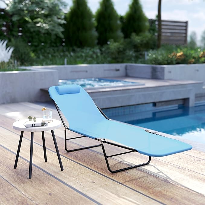 Outsunny Folding Chaise Lounge Chair, Pool Sun Tanning Chair, Outdoor Lounge Chair with Reclining Back - Photo 10
