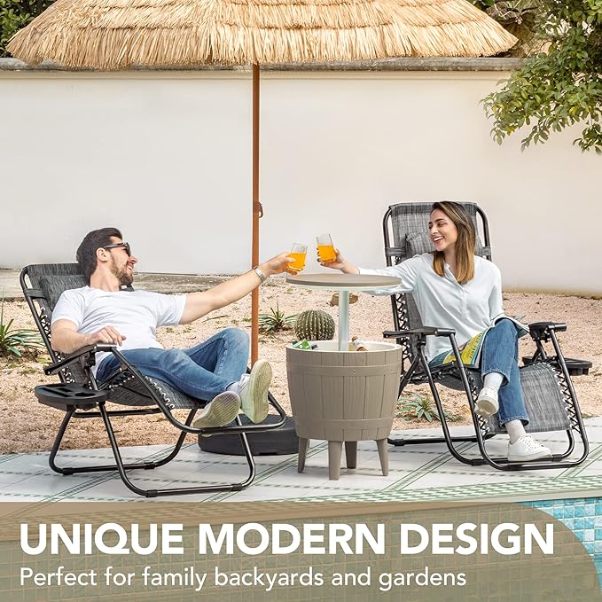 Devoko Patio Zero Gravity Chair Outdoor Folding Adjustable Reclining Chairs Pool Side Using Lawn Lounge Chair with Pillow Set of 2