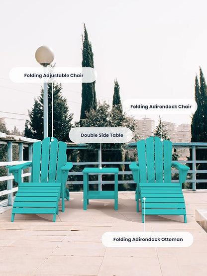 KINGYES Folding Adirondack Ottomans Set of 4 for Adirondack Chair, Aruba
