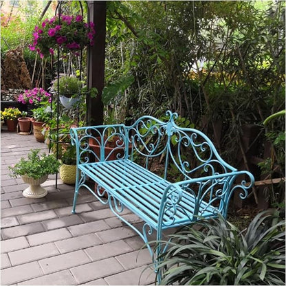 Outdoor Bench Garden Benches for Outdoors Patio Bench Metal Front Porch Bench with Sturdy Cast Iron Metal Frame, Metal Garden Bench Chair 2 Seater for Garden, Yard, Patio, Porch and Sunroom (Color :