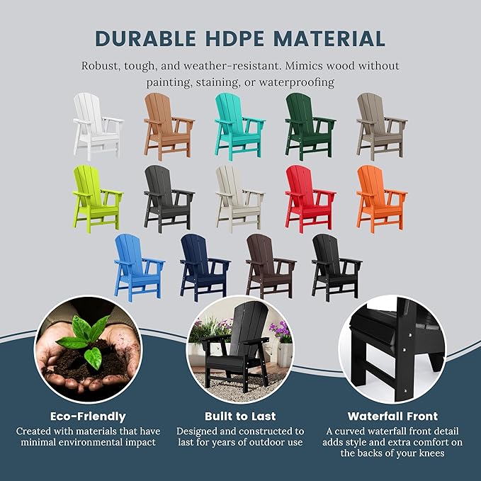 WO WESTIN OUTDOOR HDPE Laguna Adirondack Casual Patio Dining Chair,Black