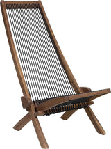 CleverMade Tamarack Folding Rope Chair - Foldable Outdoor Low Profile Wood Lounge Chair for the Patio, Backyard - Photo 1