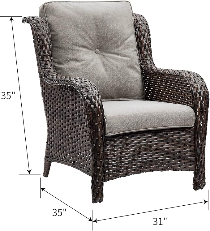 Rilyson Outdoor Wicker Patio Chairs Set of 2: Rattan Dining and Porch Chairs with High Back and Deep Seating - Photo 3