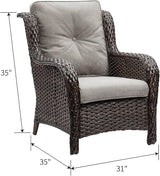 Rilyson Outdoor Wicker Patio Chairs Set of 2: Rattan Dining and Porch Chairs with High Back and Deep Seating - Photo 3