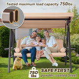 3 in 1 Outdoor Porch Swing with Adjustable Canopy, 3 Seat Outdoor Swing for Adults - Photo 6