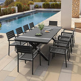Pellebant 94" Outdoor Dining Table for 8-10, 8ft Aluminum Patio Table with Umbrella Hole - Photo 7
