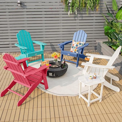 Giantex Adirondack Chair, HDPE All-Weather Patio Chair with Built-in Cup Holder, Outside Composite Chairs, Lawn Chair for Campfire, Deck, Garden, Yard, Balcony, Outdoor Fire Pit Chairs (2, Navy)