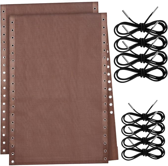 Queekay 2 Pcs Gravity Chair Replacement Fabric with 8 Bungee Cord Lounge Chair Cloth Mesh Patio Chair Repair Kit for Patio Recliner Outdoor Lawn Pool Beach Sling Chair(Brown, 63" x 21")