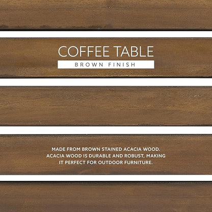 Linon Coffee Table, 18.11D x 35.24W x 18.11H in, Acorn