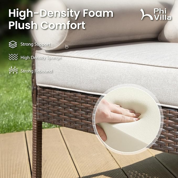 PHI VILLA Outdoor Wicker Egg Chair, Oversized Lounge Chair with Cushion, Large Brown Basket Rattan Chair for Patio - Photo 4