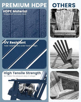 FOOWIN Folding Adirondack Chair Set of 4, HDPE Adirondack Chairs with Cup Holder - Photo 4