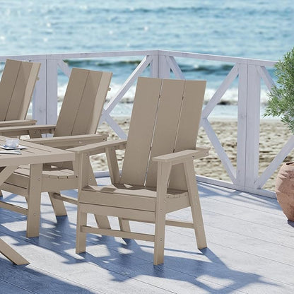 WestinTrends Ashore Outdoor Patio HDPE Plastic Modern Adirondack Dining Chair Weathered Wood