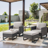 Rilyson Wicker Outdoor Patio Furniture Set - 5 Piece Patio Conversation Set with 2 Wicker Armrest Chairs - Photo 1